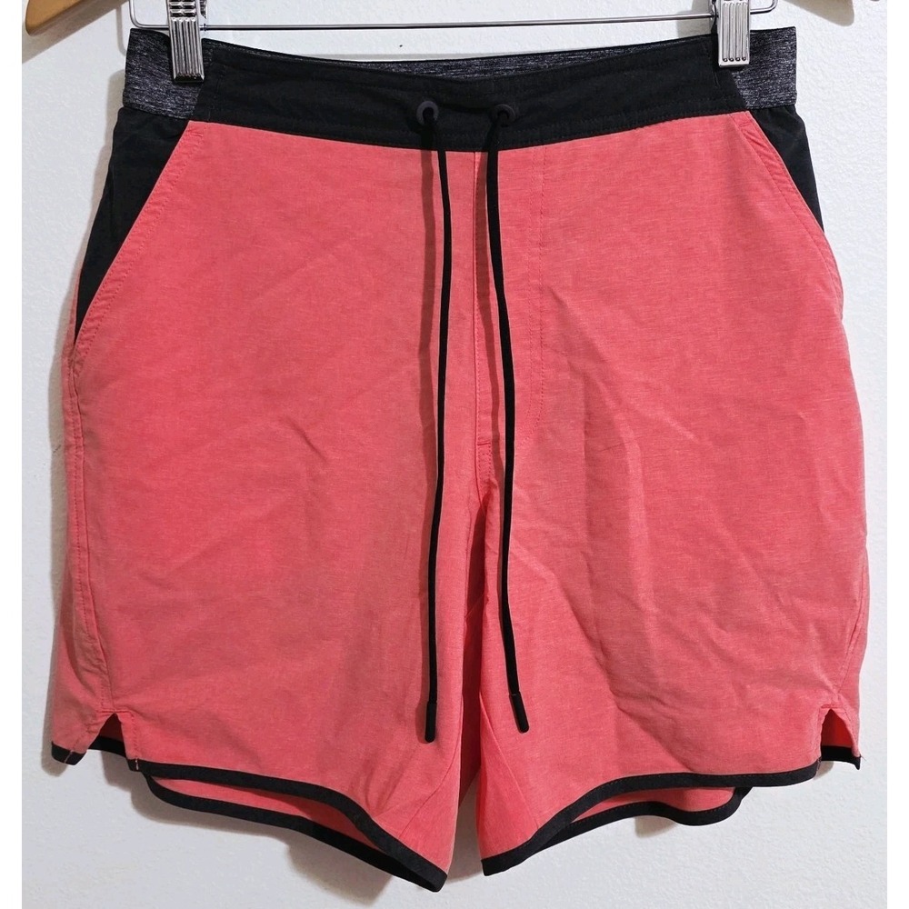 Chubbies Shorts Sz M Men's 7" Inseam Coral/Black Swim Trunks‎ Lined Training